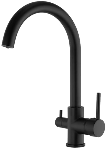 VALAZ 3 Wege Filter Osmose Wasserhahn Küche Schwarz Matt | Küchenarmaturen | Wasserhahn Sprudelwasser, Wassersparend, Schnellmontage, 360 Grad Drehbar | Einfache Installation | Amazonas-Serie