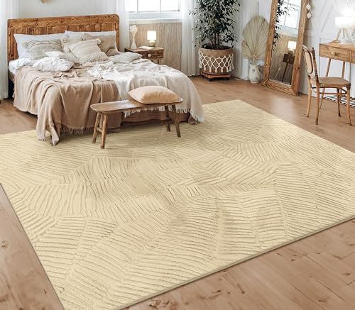 Paco Home Teppich Wohnzimmer Schlafzimmer Kurzflor Skandinavisches Boho Muster Geometrisch Rauten Motiv Einfarbig Weich Modern, Grösse:120x160 cm, Farbe:Beige 5