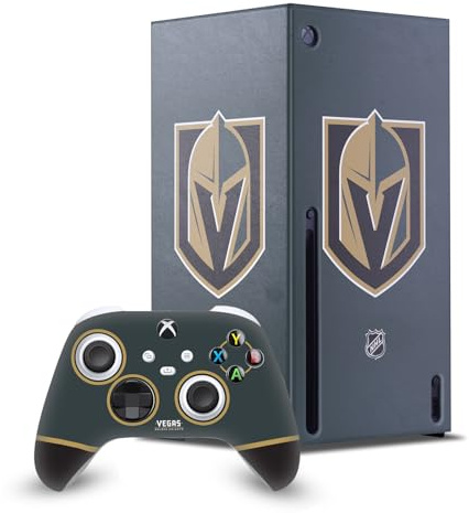 Head Case Designs Officially Licensed NHL Plain Vegas Golden Knights Game Console Wrap and Game Controller Skin Bundle Compatible With Xbox Series X