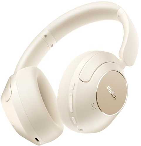 EarFun Wave Pro Over Ear Kopfhörer Kabellos Bluetooth, Hybrid Aktive Noise Cancelling, Hi-Res Audio, LDAC, 80 Std Akku, Bequemer Halt, 5 Mikrofone Kristallklare Anrufe, Bluetooth Multipoint, EQ in App