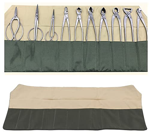 Nikou Gartenwerkzeug Set Bonsai-Werkzeugtasche, Wasserdichte Canvas-Multifunktions-Kompakt-Bonsai-Werkzeug-Aufbewahrungstasche Flaschengarten