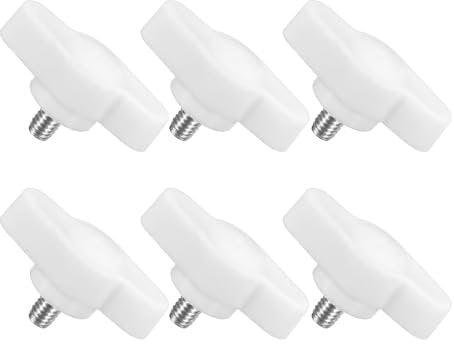 sourcing map 6Pcs Tee Wing Knobs Thumb Screws, M4 x 6mm Clamping Screw Knob Male Thread 304 Stainless Steel T Shaped Thumb Screws Handle 27mm Dia. for Hand Tightening Knob Replacement, White