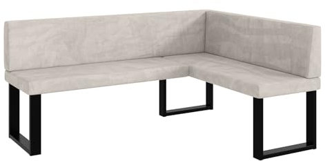 MEBLINI Eckbank für Esszimmer - Küchenbank - Essecke - Sitzecke Küche - Toni - U-Beine 128x168x87cm Rechts - Beige Samt