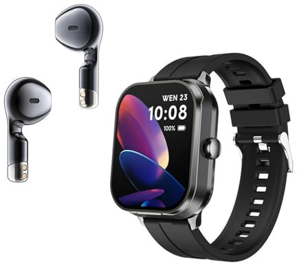 Reloj inteligente resistente al agua con auriculares Reloj con auriculares integrados for hombres y mujeres Tiempo de espera prolongado Recibir llamadas Mensajes Reproducir música Seguimiento del sueñ