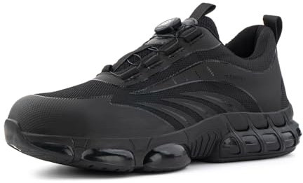 Loiston Arbeitsschuhe Herren Sicherheitsschuhe Damen Stahlkappenschuhe Bequeme Safety Shoes Dachdeckerschuhe Küche Security Schuhe Schwarz EU 41