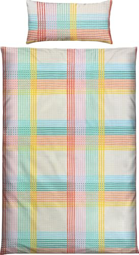 REDBEST Seersucker Bettwäsche Mix & Match Karo bunt Größe 40x80 cm / 135x200 cm - sommerlich leicht, pflegeleicht, bügelfrei, mit Reißverschluss