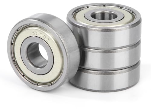 4 Stück 6200ZZ Kugellager 10x30x9mm Chromstahl und Vorgeschmiert Rillenkugellager, 6200Z Doppelte Metalldichtung mit Dichtungen Schilde für DIY, Skateboards, Drehbänke, Motoren