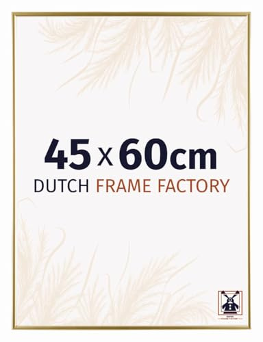 Dutch Frame Factory - Bilderrahmen 45x60 cm Gold - Kunststoff | Antireflex-Acrylglas aus Kunststoff, Wandmontage, Geeignet für Fotos, Poster und Puzzles, Easy, Made in Holland