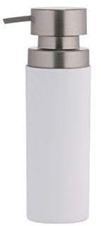 axentia Lena, Badaccessoire, Seifenspender, Spender für Küche und Bad, Pumpe verchromt, Portionierung für Flüssigseife, weiß Lotionspender, Edelstahl, 6.5 x 6.5 x 21 cm