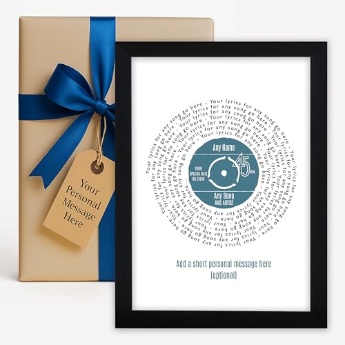 Personalised Vinyl Record Song Lyrics Print - Thoughtful Father's Day, Wedding, Anniversary, Fathers Day, Birthday Gift for Him or Her (A Song of Your Choice)