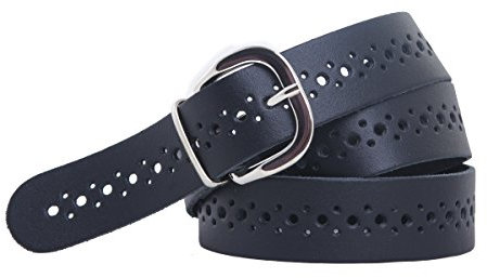 shenky Ledergürtel gelocht | 3cm Breite | Gürtel mit Gürtelschnalle | Herrengürtel | Echtleder | Bundweite 75cm | Schwarz