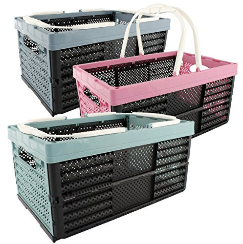 DIES&DAS 2 Stück Klappbox mit Henkeln in Pastell blau 16 Liter 20 x 40 x 27 cm - Made in Europe