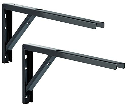 Gedotec Regal-Konsole schwarz Regalträger Metall Regalwinkel für die Tisch & Wand-Montage | Regalhalter Stahl schwarz beschichtet | 300 x 30 x 180 mm | 2 Stück - Winkel-Konsole zum Schrauben