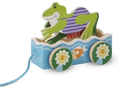 Melissa & Doug 13615 First Play Friendly Frogs Wooden Pull Toy, Multi-Colour