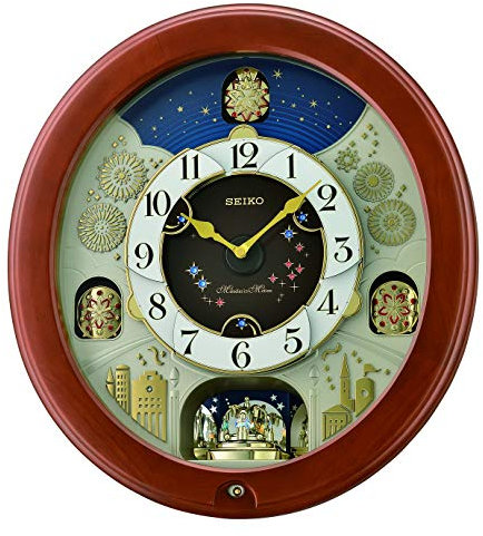 Seiko Melodies In Motion Wall Clock with Rotating Pendulum, Wood, Brown, 15.2 x 53.4 x 49.5 cm