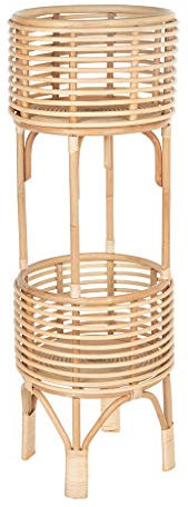 Kouboo Rattan Pflanzenständer für den Innenbereich, 2 Etagen, Natur, groß, Braun