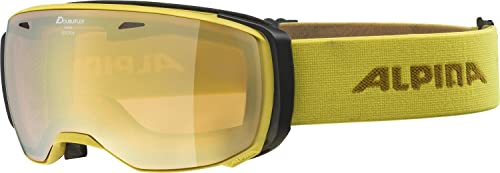 ALPINA ESTETICA Q-LITE - verspiegelte, kontrastverstärkende OTG Skibrille mit 100% UV-Schutz für Erwachsene - curry - one size