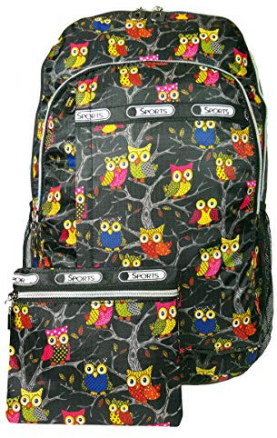 GFM GLÜCKLICH Rucksack für die Schule für Mädchen oder Jungen oder Damen E1-OT-KL-Eule Dans l'arbre (6215-OT-KL)