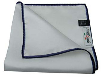 Avantgarde - Pochette Uomo da Tasca Bianca Man Handkerchief Seta Silk Bordo Diversi Colori (Taglia Unica, Blu Navy)