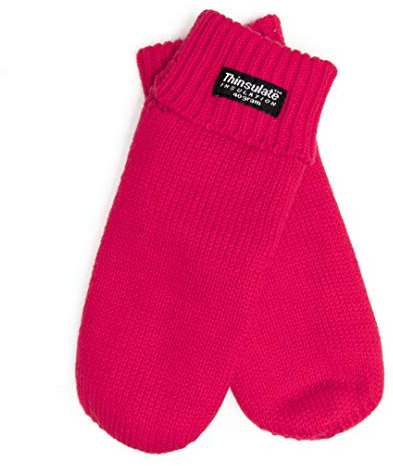 EEM Kinder Winterhandschuhe Fäustling in drei Größen, 100% weiche Baumwolle, Thinsulate Thermofutter, rot M