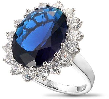 VIKI LYNN Königliche Damenring Prinzessin Diana William Kate Verlobungsring mit 925 Sterling Silber und 10.2CT Synthetisch Saphir Stein RingGröße 54