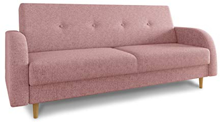 Schlafsofa Kelso - klick-Klack Sofa mit Bettkasten und Schlaffunktion, Bettsofa, Schlafcouch mit Holzfüße, Couch vom Hersteller, Couchgarnitur (Pink (Twist 16))