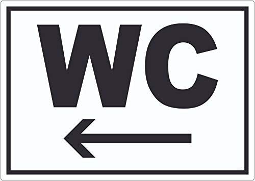 WC mit Pfeil nach links Aufkleber A4 (210x297mm)