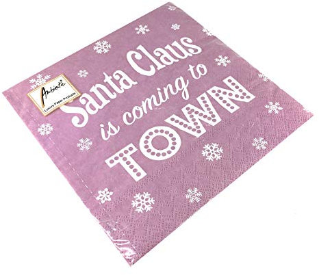 Servilletas de papel para almuerzo, fiesta, aprox. 33 x 33 cm, otoño, otoño, Navidad, invierno, Santa is Coming, lila.