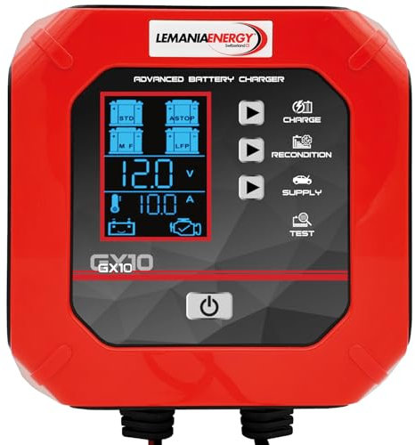 SIP Advanced Car Battery Charger GX10, 12V 10A with 10 Charging Steps - Smart Charger & Battery Maintainer