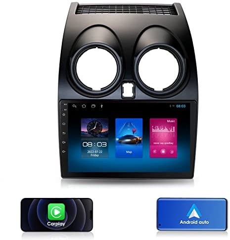 Ossuret 2+32GB Auto Radio Estéreo para Nissan Qashqai J10 2006-2013, Android 12 Navegación GPS 9 Pulgadas Pantalla Táctil con Bluetooth Mirror Link Dab Control Volante USB WiFi 4G 1080P