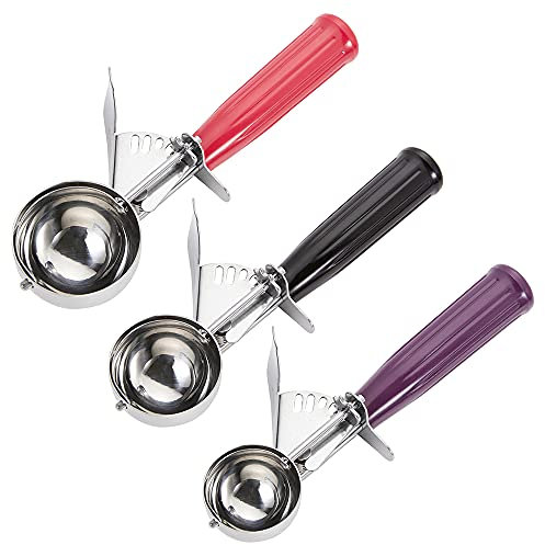JUNADAEL J Cuchara de helado, juego de cucharas para galletas, incluye cuchara de 1.2 onzas, 2 onzas, 4 onzas, control de porciones para masa de galletas, helado, cupcakes, magdalenas, puré de papas