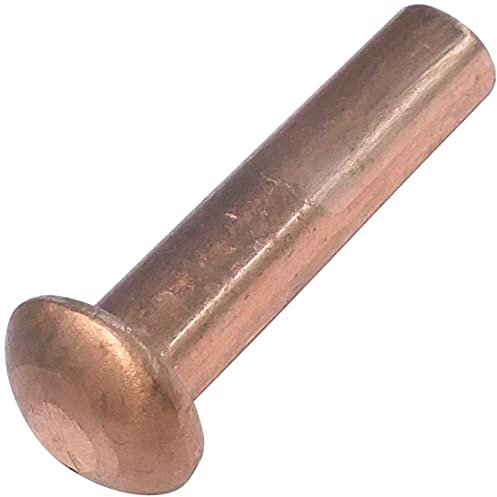 AERZETIX - C48033 - Lot de 20 Rivets en cuivre Ø4x16mm à tête demi-ronde - rivet à tête bombée - rivet plein/rivet à frapper - DIN 660