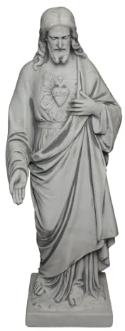 gartendekoparadies.de Statue Jesus Christus, Steinfigur aus Steinguss, Grau, Frostsicher für Außenbereich, H. 117 cm, 115 kg