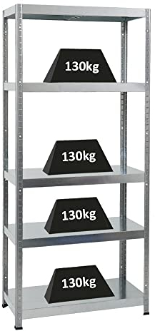 PROREGAL Metallregal Steel Eagle 180x80x40cm Fachlast 130kg Verzinkt Schwerlastregal, Küchenregal, Kellerregal, Steckregal, Garagenregal, Lagerregal