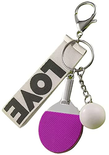 RAN-Keychain Tischtennisschläger Schlüsselanhänger Anhänger Kreative personalisierte Tisch Tennis Ball Ping Pong Schlüsselanhänger Ornamente (Color : Purple, Size : 4.7 x 1.2 x 3.3 in)