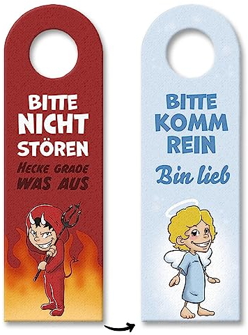 Bitte nicht stören - komm rein Türhänger mit Teufelchen und Engelchen für deine Kinder damit sie dir zeigen können ob du gerade eintreten darfst oder besser nicht
