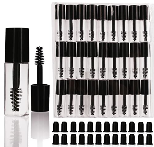 COSIDEA Lot de 29 mini tubes de mascara vides de 3 ml et baguette pour huile de ricin, petit échantillon de croissance des cils, 29 pièces, 87 Piece Set