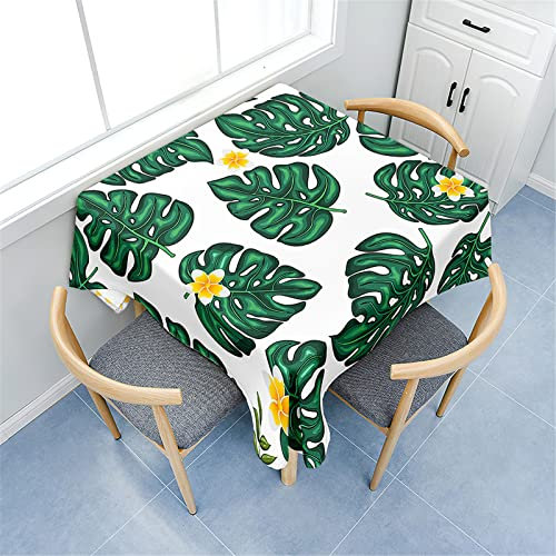 Morbuy Tischdecken Quadratisch, Pflanze Blätter Muster Tischdecke Wasserdicht Lotuseffekt Küchentischdecke Abwischbar Tischtuch für Restaurant Garten Outdoor (90x90cm,Gelbe Blumen)