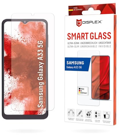 Displex Smart Glass (9H) für Samsung Galaxy A33 5G, Montagesticker, unzerbrechlich, ultra-dünn, unsichtbar