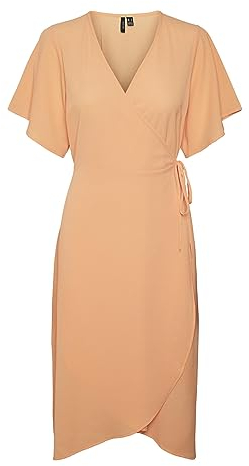 VERO Moda Damen Vmsaki Calf Wrap Dress Ga Noos Kleid, Mock Orange, M EU