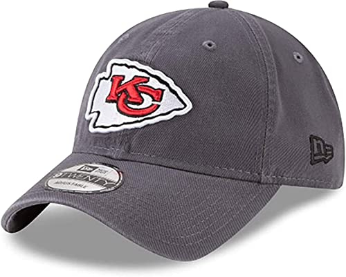 New Era NFL Core Classic 9TWENTY Adjustable Hat Cap One Size Fits All, Kansas City Chiefs Graphite, One Size