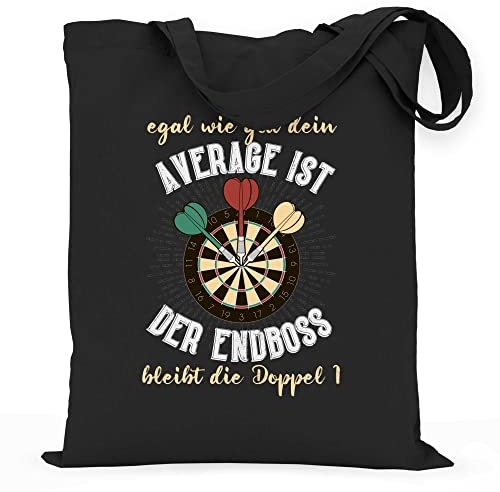 wowshirt Stoffbeutel Jutebeutel Geschenk Für Dart Spieler Egal Wie Gut Dein Average Ist Darts, Farbe:Black