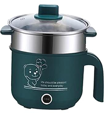perfk électrique, poêle électrique antiadhésive multifonctionnelle pour nouilles ménagères, appareils de cuisine Ramen Cooker pour Fry Oatmeal, avec cuiseur vapeur Vert