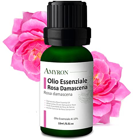 Olio Essenziale Rosa Damascena al 10% Diluito Con olio di jojoba 15ml Naturale Al 100% Ideale Per Aromaterapia E Diffusore Oli Essenziali/Massaggi aromatici/Uso Topico.