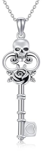 ONEFINITY Hecate/Skull/Victorian Key Necklace Sterling Silver Key Jewellery Gifts for Women Mum
