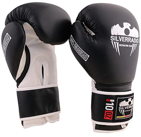 Boxhandschuhe für Männer/Frauen, Kinder, Muay Thai, Sparring, Kickboxhandschuhe für MMA, Kampfsporttraining und Schlaghandschuhe, 4 6 8 10 12 14 16 oz (Schwarz/Weiß, 16 OZ)
