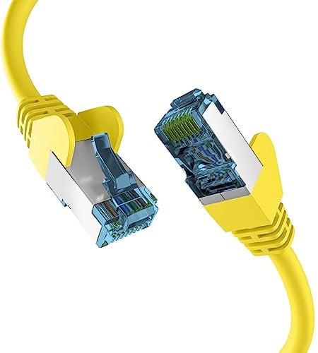 EFB-Elektronik - CAT. 7 Netzwerkkabel bis zu 10 Gbit - 0,5m LAN Kabel Ethernet Kabel Patchkabel mit Klinken-/Knickschutz - RJ45 Anschluss, S/FTP PIMF Schirmung - Gelb