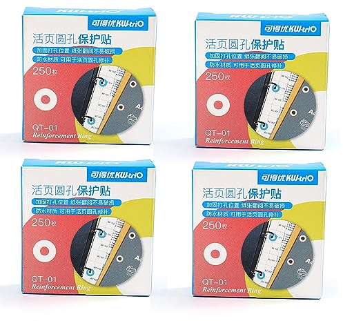 Pegatinas de Refuerzo de Agujeros,4 PCS Transparentes Refuerzos de Papel de Hojas Arandela de Refuerzo Etiqueta Etiquetas de Refuerzo de Orificios para Oficina Escuela Hogar