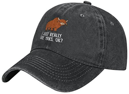 Lsjuee Yaks Love Baseballkappe, Trucker-Mütze aus gewaschener Baumwolle, Vintage-Papa-Hüte für Männer und Frauen, Schwarz