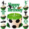 Guoguonb Grüner Fussball Tortendekorationen 1 Groß Happy Birthday Cake Topper und 24 Stück Fussball Cupcake für Fußball Thema Kuchen Deko Kinder Geburtstagsparty Dekoration
